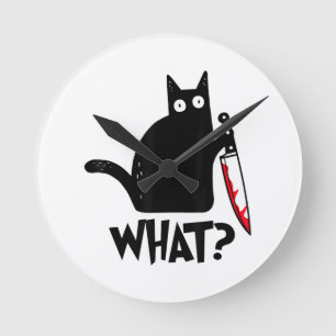 Katten Wat_ Grappige Zwarte Kat Ronde Klok