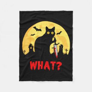 Katten Wat_ Halloween Zwarte Kat Met Mes - Grappig Fleece Deken