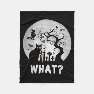 Katten Wat_ Halloween Zwarte Kat Met Mes - Grappig Fleece Deken