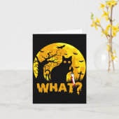 Katten Wat_ Halloween Zwarte Kat Met Mes - Grappig Kaart (Gele Bloem)