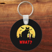 Katten Wat_ Halloween Zwarte Kat Met Mes - Grappig Sleutelhanger (Voorkant)