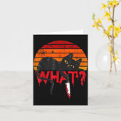 Katten Wat_ Moorddadige Zwarte Kat Met Mes Hallowe Kaart (Gele Bloem)