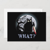 Katten Wat Moorddadige Zwarte Kat Met Mes Hallowee Feestdagenkaart (Voorkant / Achterkant)