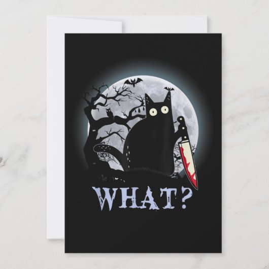 Katten Wat Moorddadige Zwarte Kat Met Mes Hallowee Kaart (Voorkant)