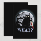 Katten Wat Moorddadige Zwarte Kat Met Mes Hallowee Kaart (Voorkant / Achterkant)