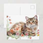 Katten Watercolor Ansichtkaart Briefkaart (Voorkant / Achterkant)