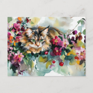 Katten Watercolor Ansichtkaart Briefkaart