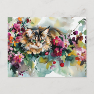 Katten Watercolor Ansichtkaart Briefkaart