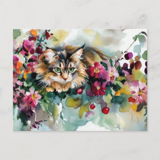 Katten Watercolor Ansichtkaart Briefkaart (Voorkant)
