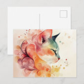 Katten Watercolor Ansichtkaart Briefkaart (Voorkant / Achterkant)