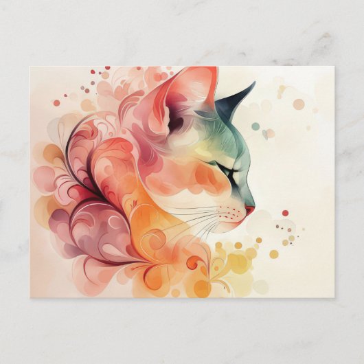 Katten Watercolor Ansichtkaart Briefkaart (Voorkant)