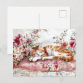 Katten Watercolor Ansichtkaart Briefkaart (Voorkant / Achterkant)