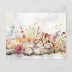 Katten Watercolor Ansichtkaart Briefkaart