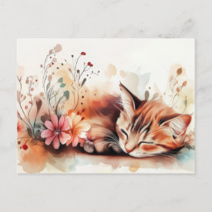 Katten Watercolor Ansichtkaart Briefkaart