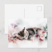 Katten Watercolor Ansichtkaart Briefkaart (Voorkant / Achterkant)