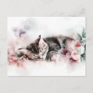 Katten Watercolor Ansichtkaart Briefkaart