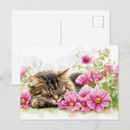 Katten Watercolor Ansichtkaart  Briefkaart
