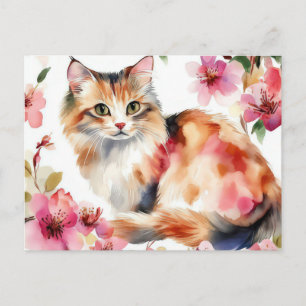 Katten Watercolor Ansichtkaart Briefkaart