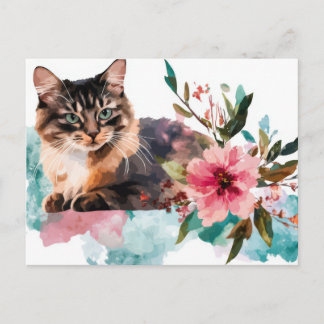 Katten Watercolor Ansichtkaart Briefkaart