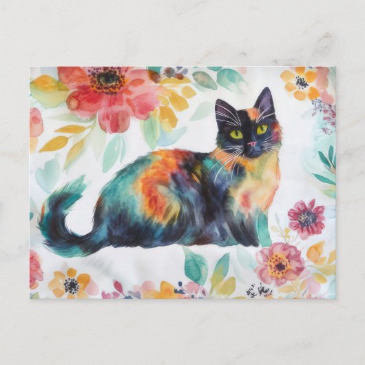 Katten Watercolor Ansichtkaart Briefkaart (Voorkant)