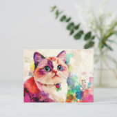 Katten Watercolor Ansichtkaart Briefkaart (Staand voorkant)