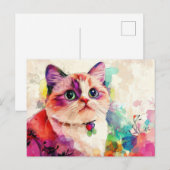 Katten Watercolor Ansichtkaart Briefkaart (Voorkant / Achterkant)