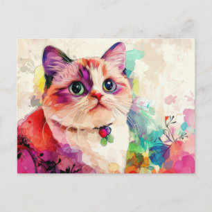 Katten Watercolor Ansichtkaart Briefkaart