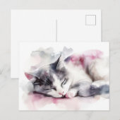 Katten Watercolor Ansichtkaart Briefkaart (Voorkant / Achterkant)