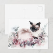 Katten Watercolor Ansichtkaart  Briefkaart (Voorkant / Achterkant)