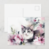 Katten Watercolor Ansichtkaart Briefkaart (Voorkant / Achterkant)