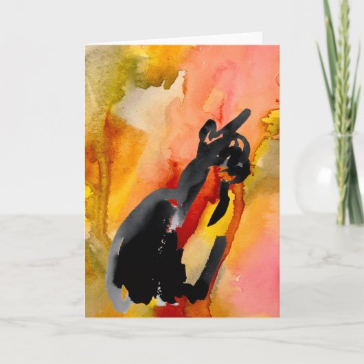 Katten Watercolor Ink Tekening Vouw Wenskaart Kaart (Voorkant)