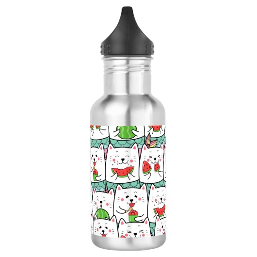 Katten Watermeloen eten Waterfles (Links)