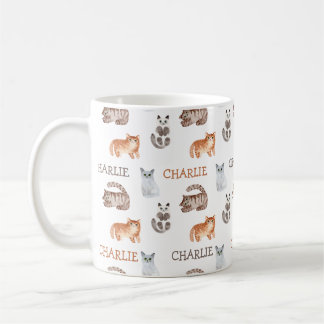 Katten Waterverf Kitten met Naam Neutraal Design Koffiemok