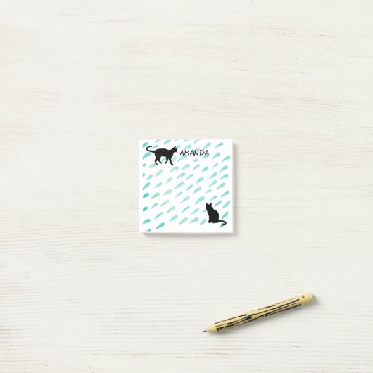 katten waterverf ontwerpen aangepaste post post-it® notes (Op bureau)