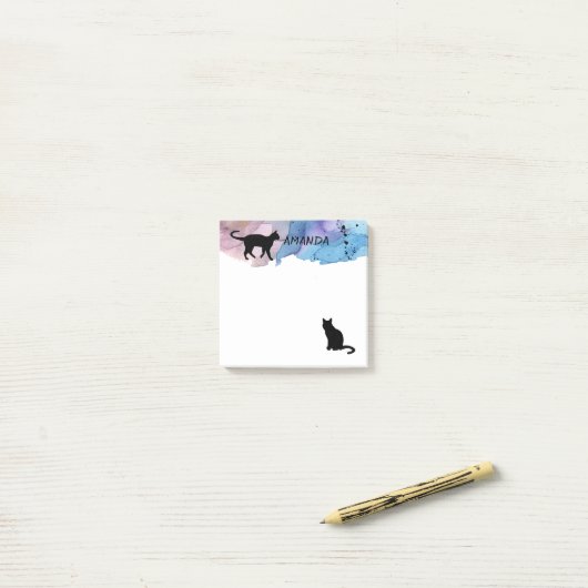 katten waterverf ontwerpen aangepaste post post-it® notes (Op bureau)