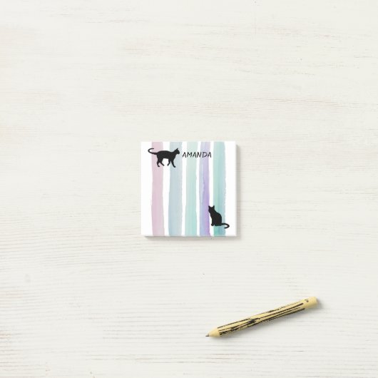 katten waterverf ontwerpen aangepaste post post-it® notes (Op bureau)