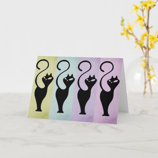 Katten Whiskers Note Kaart (Gele Bloem)