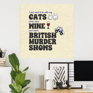 Katten, wijn en Britse Shows met moord Poster