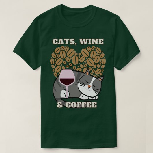 Katten Wijn en koffie (2) T-shirt (Design voorkant)