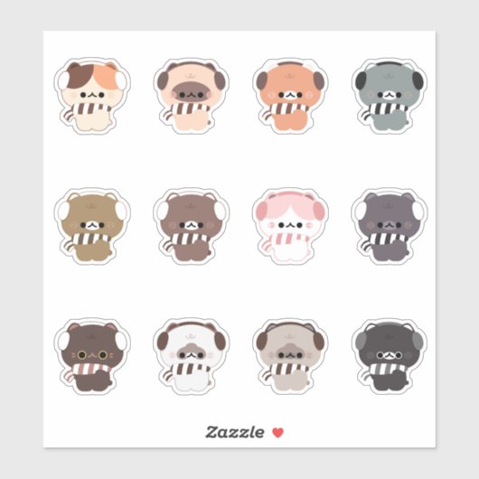 Katten Winter Herfst Kerst Sticker (Vel)