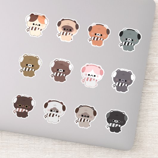 Katten Winter Herfst Kerst Sticker (Detail)