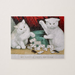Katten Witte Katten die Dominoes-Currier afspelen  Legpuzzel