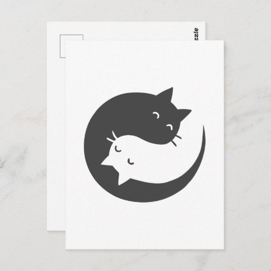 Katten yin en yang mandala - Kies achtergrondkleur Briefkaart (Voorkant / Achterkant)