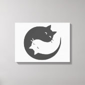 Katten yin en yang mandala - Kies achtergrondkleur Canvas Afdruk (Voorkant)
