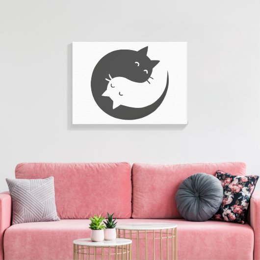 Katten yin en yang mandala - Kies achtergrondkleur Canvas Afdruk (Insitu (Woonkamer))