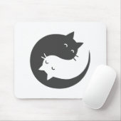 Katten yin en yang mandala - Kies achtergrondkleur Muismat (Met muis)