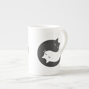 Katten yin en yang mandala - Kies achtergrondkleur Porselein Kop