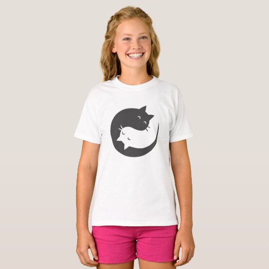 Katten yin en yang mandala - Kies achtergrondkleur T-shirt (Voorkant volledig)