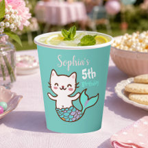 Katten Zeemeermin Meisje Verjaardag Schattig Purrm