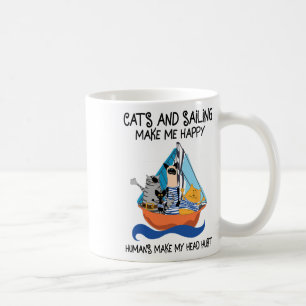 Katten zeilen maken me gelukkig zeilboten anker ze koffiemok